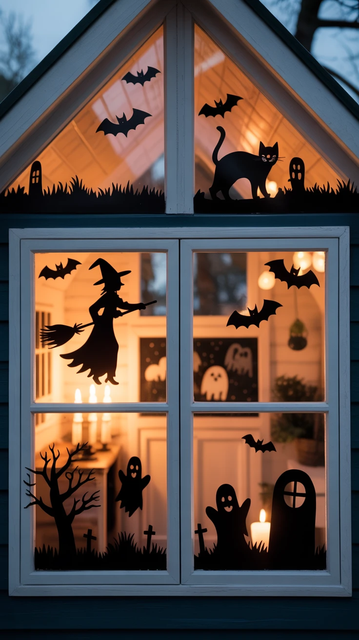 4. Haunted Window Silhouettes: Ghostly Glimpses
