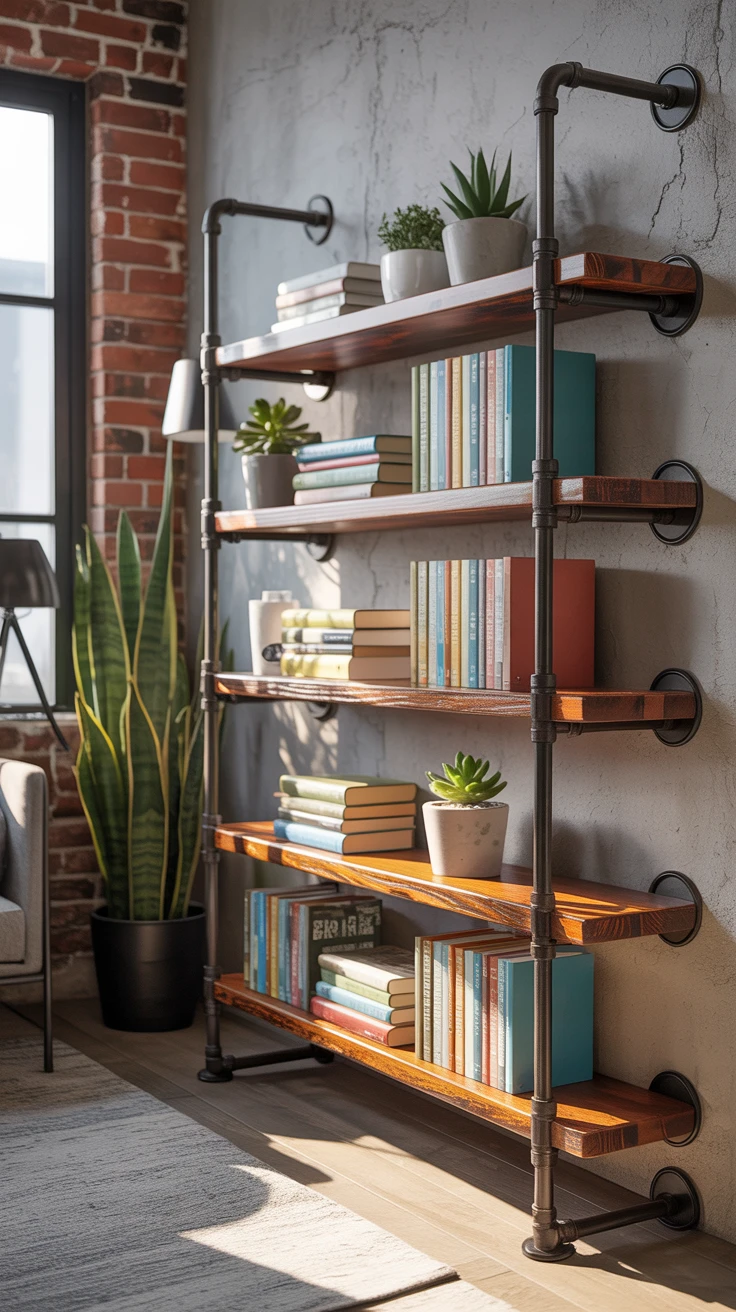 10. Create a Trendy Industrial Pipe Bookshelf