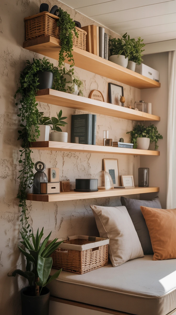 10. Floating Shelves: Elevate Your Space