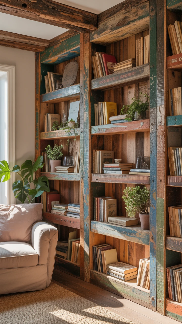 12. Use Reclaimed Wood for a Sustainable Bookshelf