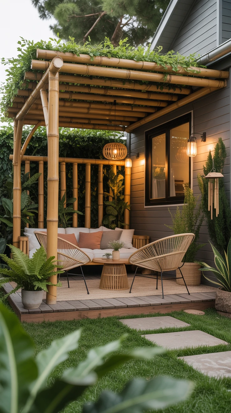 3. Eco-Friendly Bamboo Pergola