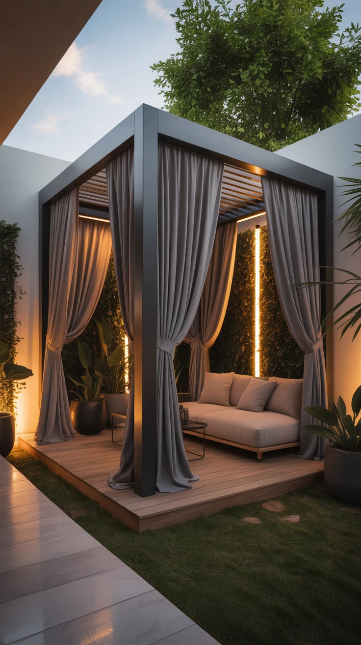 4. Pergolas with Drapes: Elegance and Seclusion