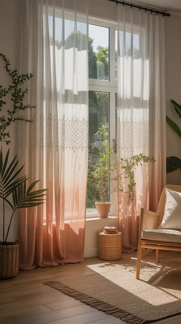 6. Sheer Boho Curtains for Minimalist Vibes