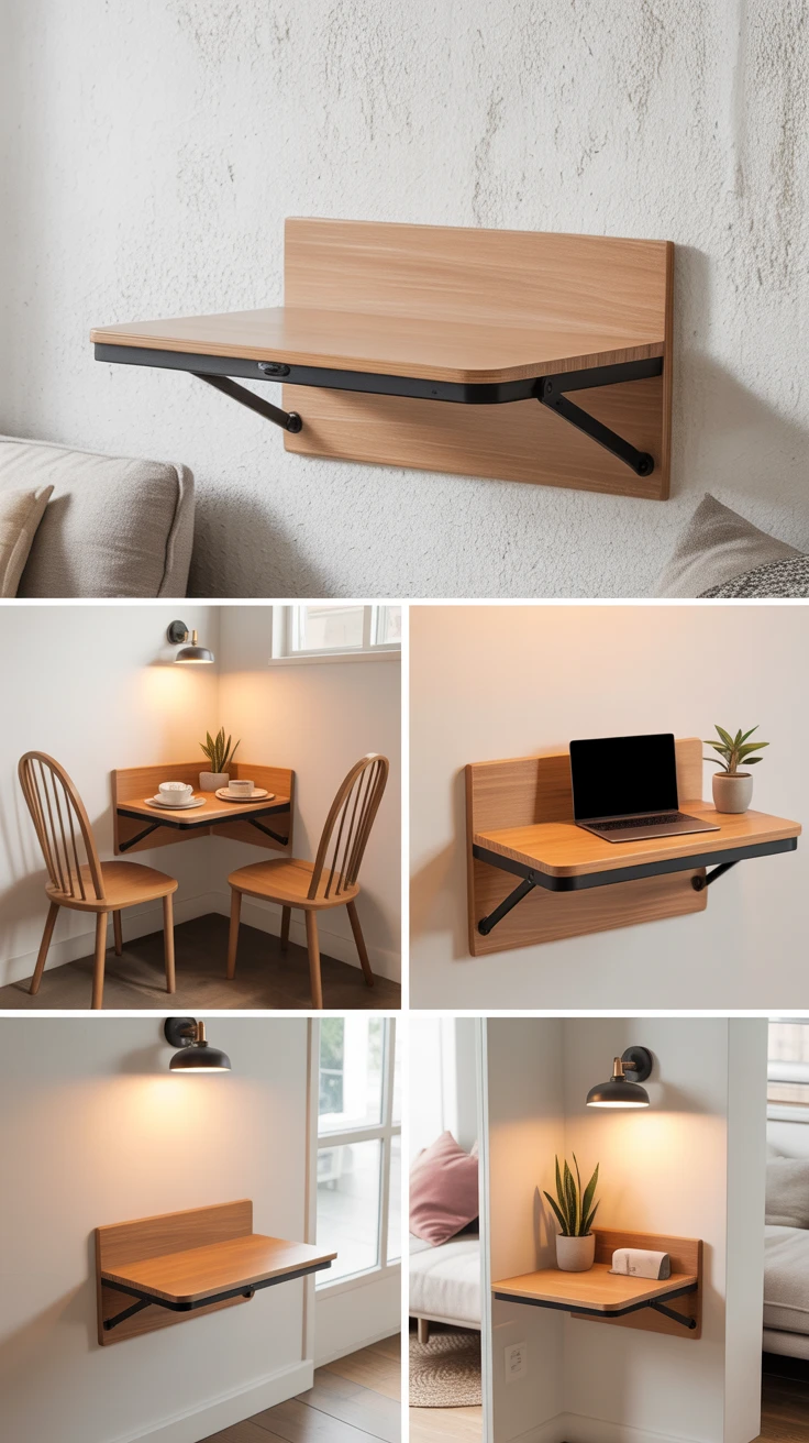 8. Foldable Wall Tables: Flexibility for Dining and More